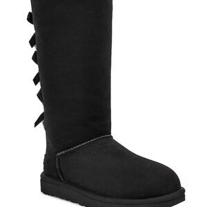 UGG Black Shearling Boots with Bows